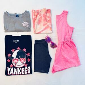 Girls Clothing Bundle Size 6-7 Lot 6 Pieces Yankees Sports Outdoor Play Casual